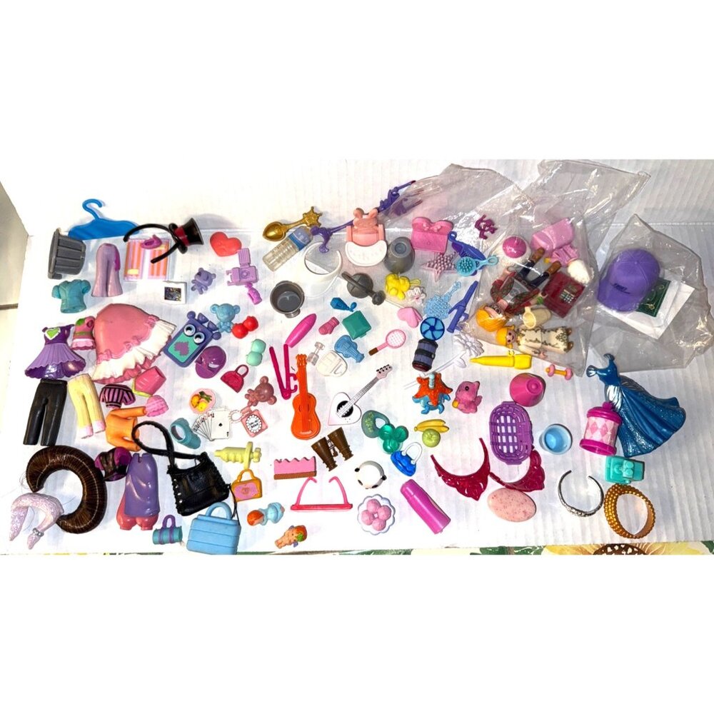 110 Pcs Lot Mixed Mini Barbie Playmobile Pet Shop Kinder Vtg Newer Accessories